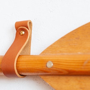 Leather paddle hangers, canoe paddle hanger, hanger for decorative paddle, leather oar hanger, leather hanger for canoe paddle, canoe paddle image 10