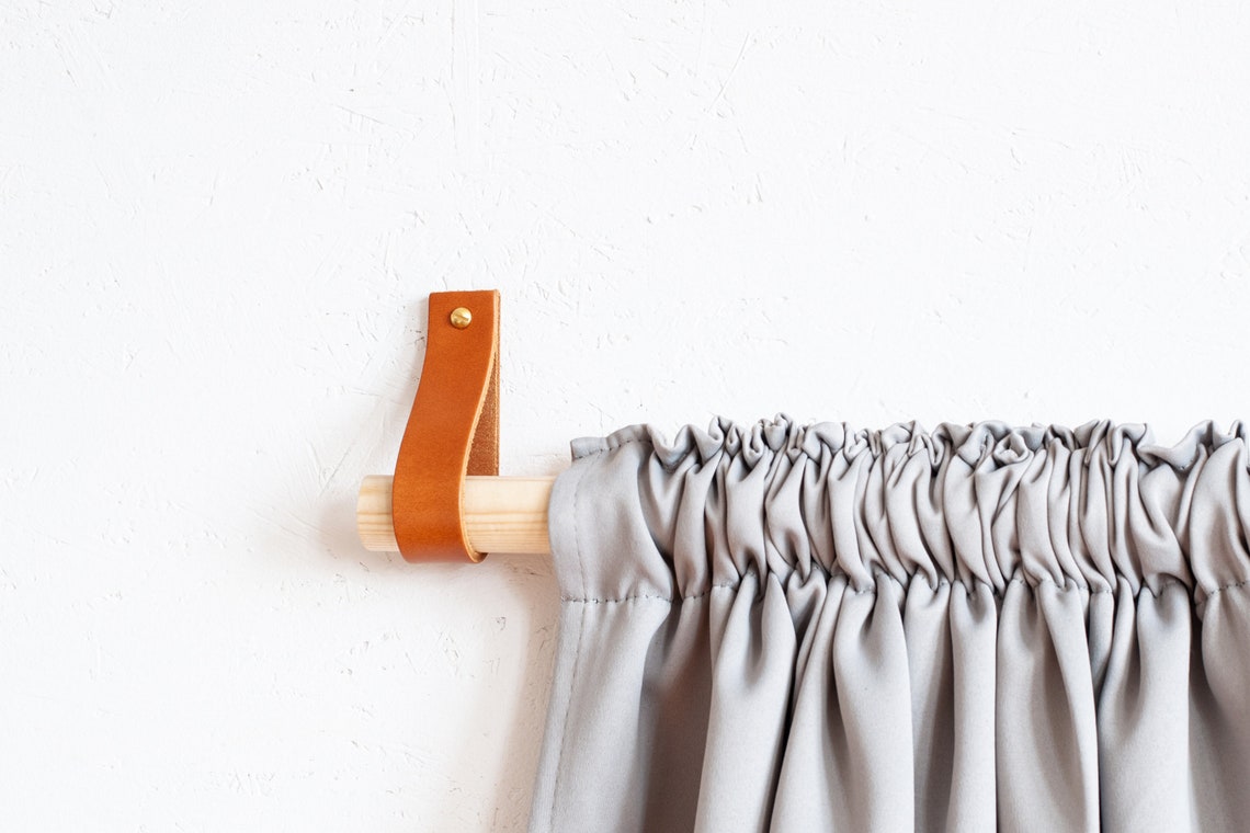 Leather curtain rod holder leather curtain holder leather Etsy