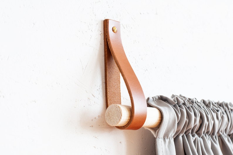 Leather Curtain Rod Holder Leather Curtain Holder Curtain Etsy