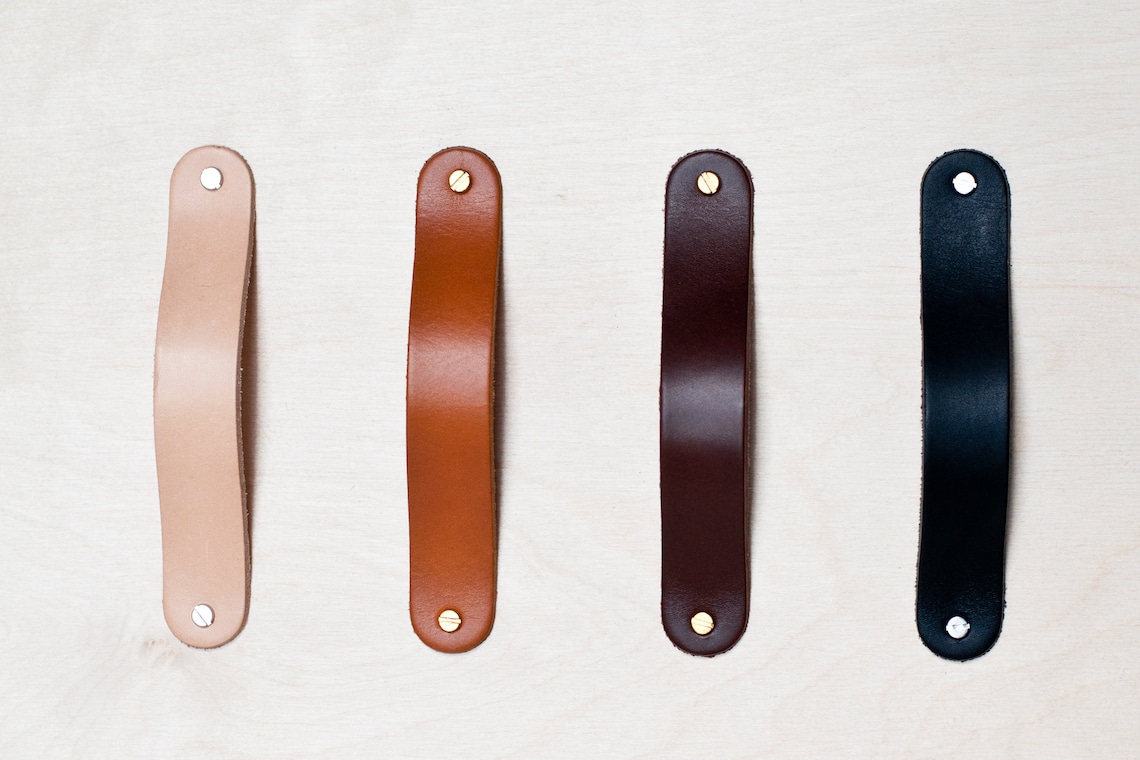 Leather Drawer Pulls Leather Door Handles Leather Door Etsy