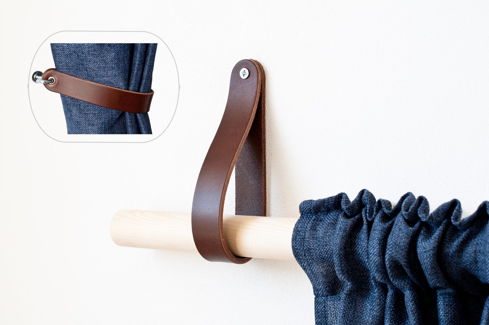 Leather Curtain Rod Holder
