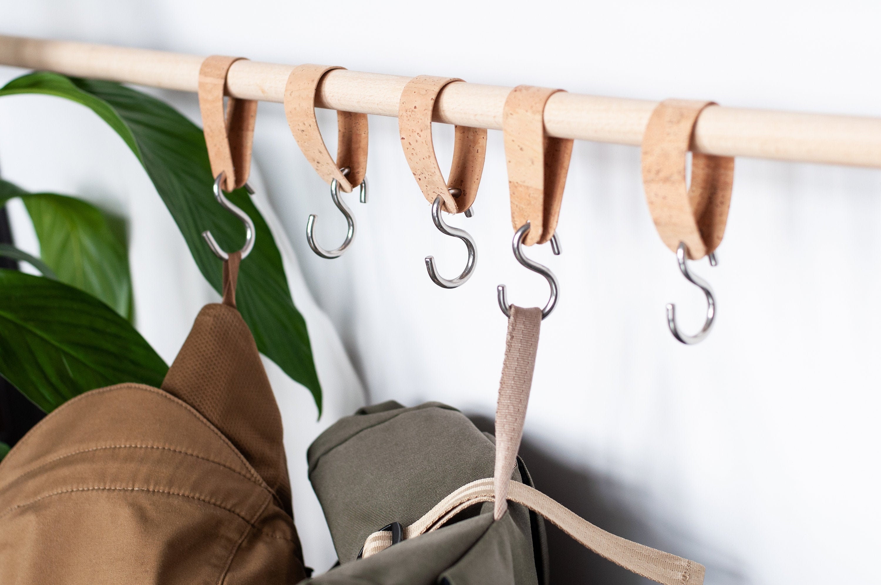 5 Cork and Stainless Steel Hooks Wardrobe Hooks Clothing Hook Cork Leather Silver S Hook Cork S Hooks Stainless Steel Hooks S Hook Etsy
