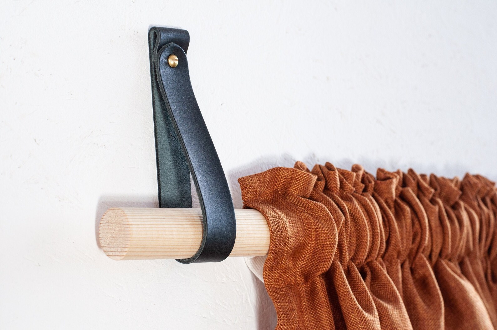 Leather Curtain Rod Holder Leather Curtain Holder Curtain Etsy