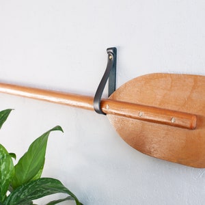 Leather paddle hangers, canoe paddle hanger, hanger for decorative paddle, leather oar hanger, leather hanger for canoe paddle, canoe paddle image 6