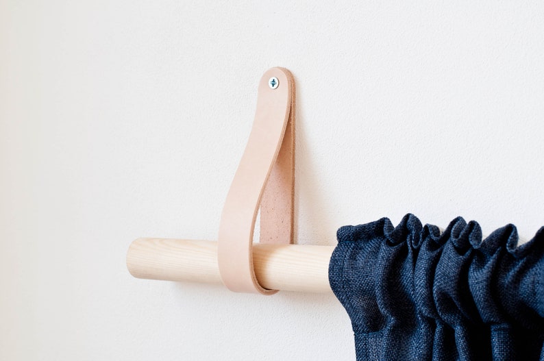 Leather Curtain Rod Holder Wall Mounted Curtain Rod Holder Etsy