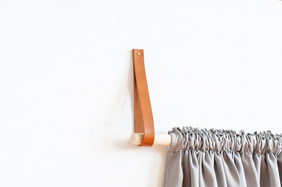 Leather Curtain Rod Holder, Leather Curtain Holder, Leather Curtain