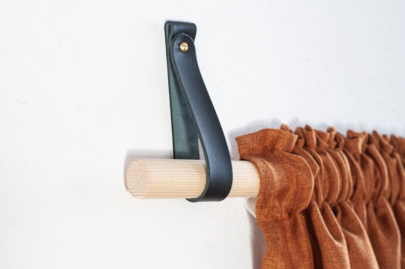 Leather Curtain Rod Holder Leather Curtain Holder Curtain Etsy