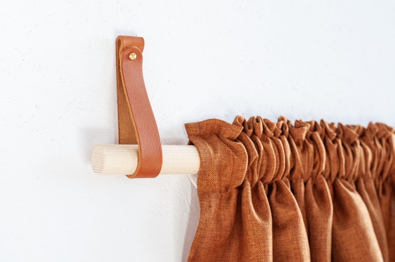 Leather Curtain Rod Holder Leather Curtain Holder Curtain Etsy