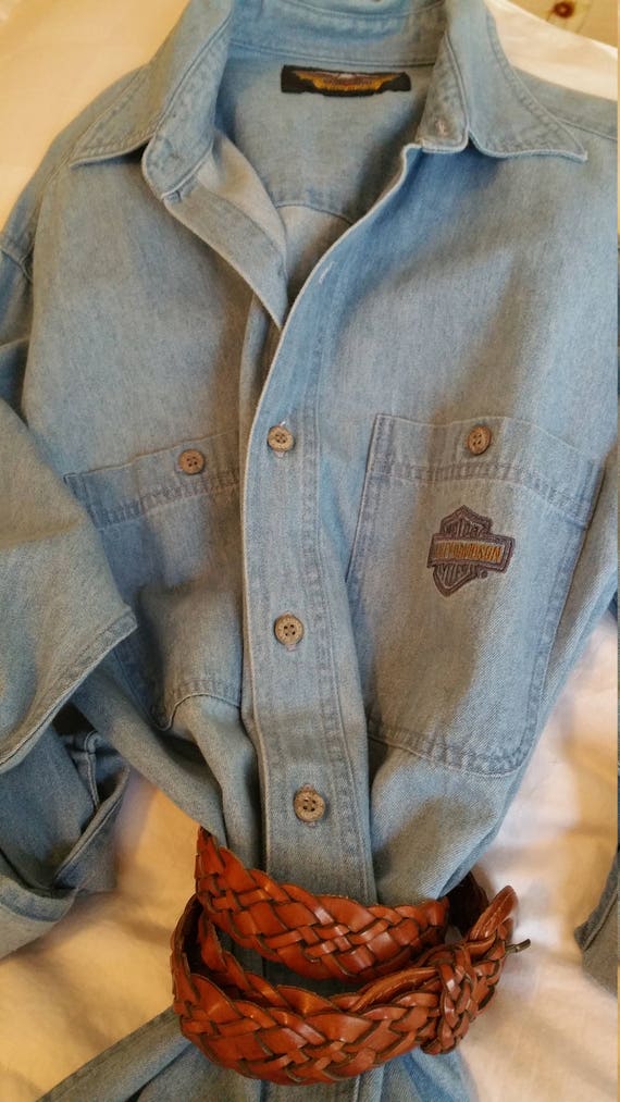 harley davidson long sleeve denim shirt