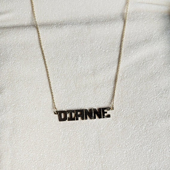 14k Gold Name Necklace "DIANNE" 1970s Era Jewelry “Na… Gem