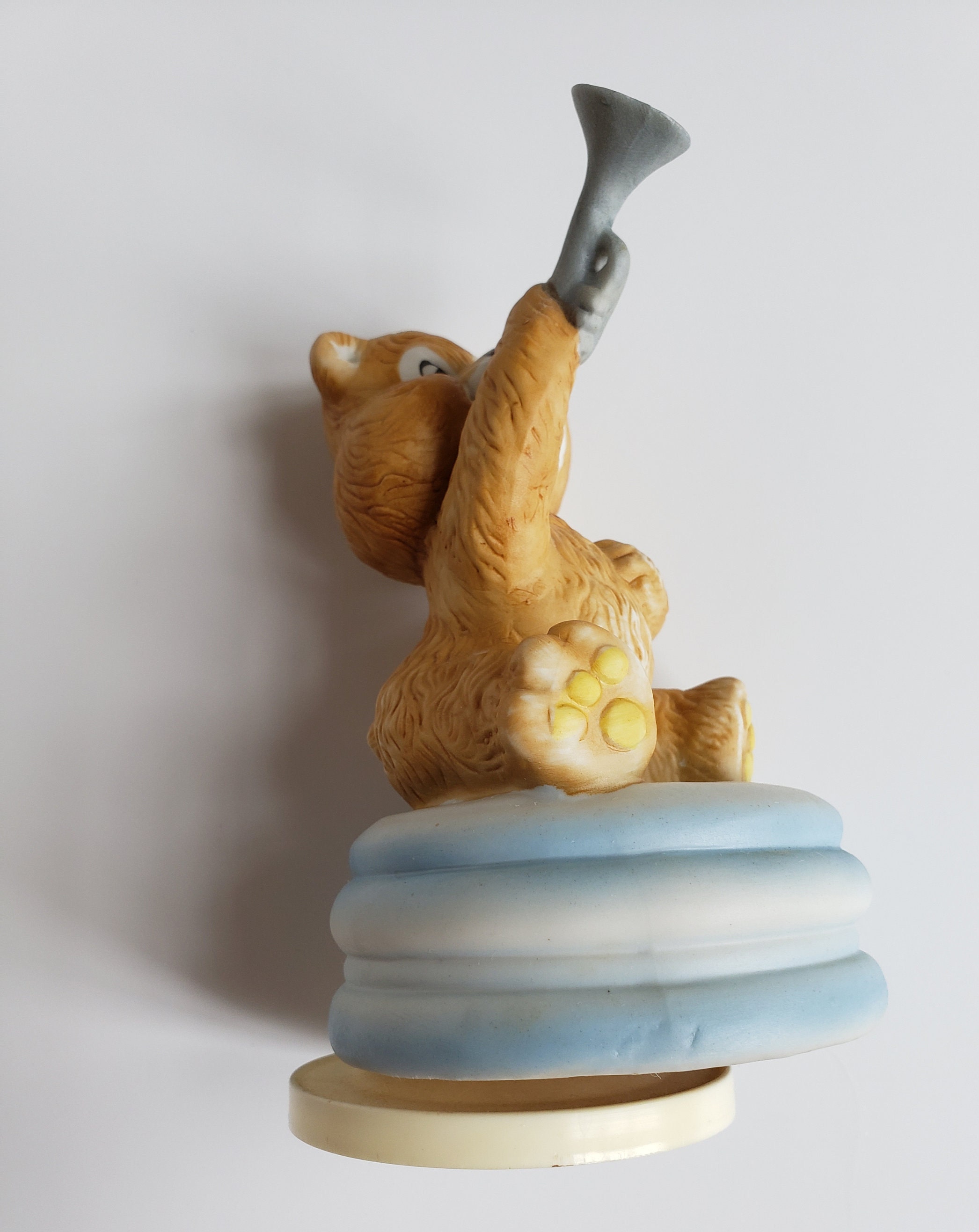 Vintage Rotating Music Box Teddy Bear With Trumpet Plays Etsy UK