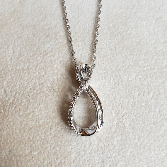 Sterling Silver Teardrop Infinity CZ Accent Penda… - image 1