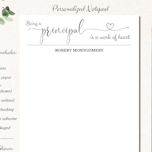 Principal Gift / Principal Appreciation Gift / Custom Notepad / Gift for Principal, Stationary Notepad, Principal Christmas Gifts, PRINCIPAL