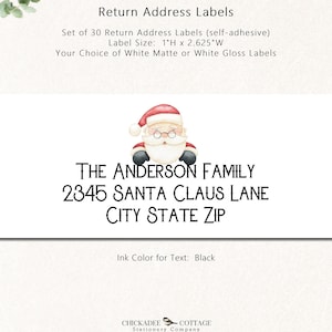 Santa Return Address Labels, Christmas Return Address Stickers, Personalized Holiday Return Address Labels, SANTA CLAUS