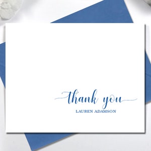 Personalized Folded Thank You Cards, Set of 10 Folded Note Cards with Envelopes CLASSY THANK YOU image 1
