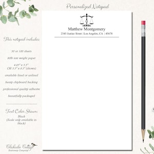 Lawyer Gift | Lawyer Gift for Women | Law Student Gift | Scales of Justice Personalized Notepad | Law School Graduation Gift | LAWYER gifts
