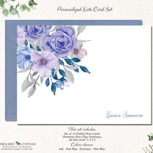 Personalized Purple Flower Stationery Floral Thank You Cards Floral Stationary with Envelopes Personalized Gifts PURPLE GREY FLORAL image 2