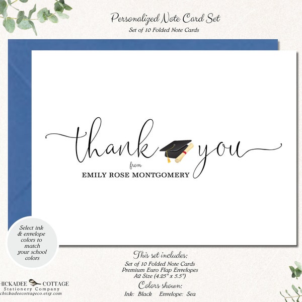 Personalized Graduation Thank You Cards, 2026 Thank You Notes HEART GRADUATION
