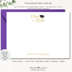 Graduation Thank You Cards with Envelopes | Personalized Graduation Gift | Custom Graduation Thank You Notes, GRADUATION CLASS OF 2026 split