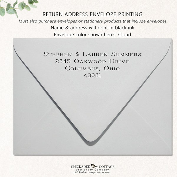 Return Address Printing Add-On Service, Personalized Custom Envelopes, Envelopes are not included & must be purchased separately, ELITE