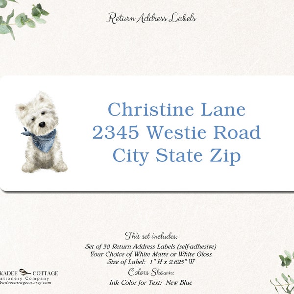 Westie Return Address Labels | West Highland Terrier Return Address Stickers | Westie Gift | Westie Dog | Dog Lover | Custom Labels | WESTIE