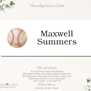 School Supply Labels Baseball, Name Stickers, Labels for Boys, Book Labels, Personalized Name Labels, School Stickers, Custom Name BASEBALL