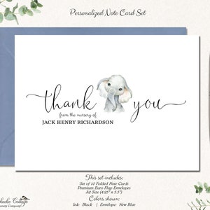 Elephant Baby Shower Thank You Cards Boy, Baby Thank You Cards, Elephant Baby Gift,  Newborn Boy,  Baby Boy, Baby Girl, BABY ELEPHANT TY boy