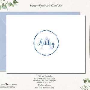 Personalized Note Card Set Personalized Stationary Cards Monogram Stationary Cute Notecards Initial Monogram Gifts DOTTED CIRCLE image 2