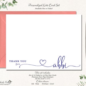 Thank You Cards | Personalized Thank You Cards | Thank You Notes | Custom Thank You Cards | Thank You Cards Pack | HEART SINGLE NAME