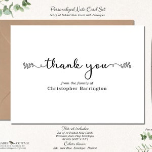 Funeral Thank You Cards | Funeral Thank You Notes | Funeral Acknowledgement Sympathy Cards | Celebration of Life Set of 10 BOTANICAL FUNERAL