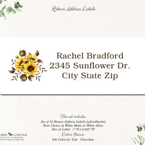 Sunflower Return Address Labels, Sunflowers Return Address Stickers, Personalized Sunflower Gift, Sun Flower Custom Labels, SUNFLOWER PRINT