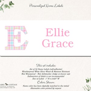 School Supply Labels, Name Stickers, Labels for Girls, Book Labels, Personalized Name Labels, School Stickers, Custom Name PINK PLAID