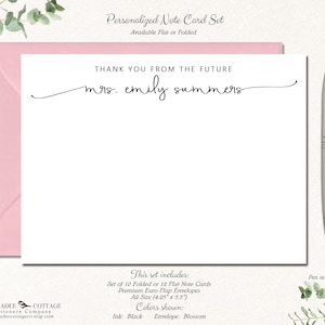 Personalized Bridal Shower Thank You Cards, Bridal Shower Thank You Notes, Future Mrs Thank You Cards Bridal Shower, MODERN SWASH BRIDE