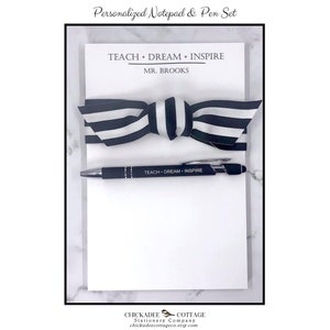 Teacher Notepad Personalized with Pen Set, Teacher Gift for Men, Male Teacher Gift, Gift for Teacher Appreciation Gift TEACH DREAM INSPIRE