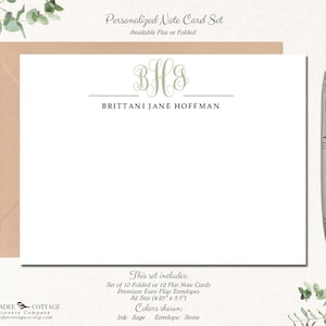 Personalized Monogram Stationery | Note Cards With Envelopes ...