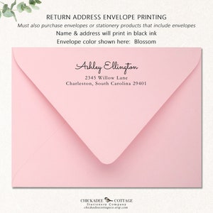 Return Address Printing Add-On Service, Envelopes are not included, Must also purchase envelopes or products that include envelopes WILLOW