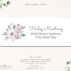Floral Script Return Address Labels | Return Address Stickers | Personalized Return Address Stickers | Custom Labels | BLUSHING ROSE