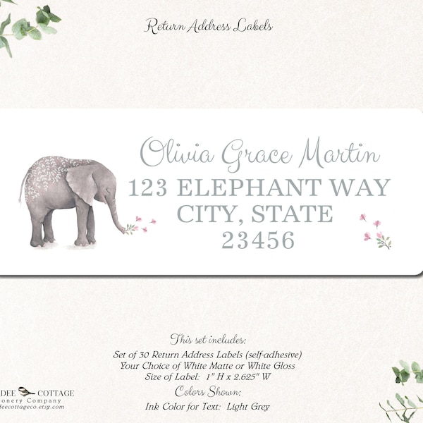 Elephant Labels Etsy