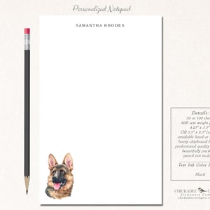 Personalized German Shepherd Dog Notepad, German Shepherd Gift, Dog Gifts, Stationery Stationary Notepad, Dog Lover Gift, GERMAN SHEPHERD