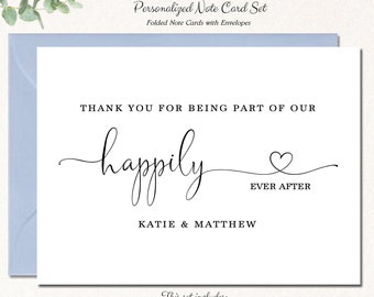 Personalized Wedding Thank You Cards | Wedding Stationary | Wedding Thank You Notes | Bridal Shower | Set of 10 HAPPILY EVER AFTER