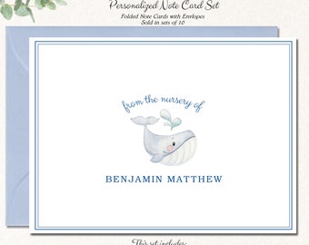 Whale Baby Shower Thank You Cards, Baby Thank You Cards Notes, Whale Baby Gift, Under The Sea, Ocean Nursery Stationery Baby Boy Girl, WHALE