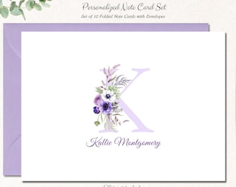 Monogram Thank You Card Thank You Cards Mitzvah Stationery Purple Thank You Note DEPOSIT Modern Monogram Flat Thank You Cards