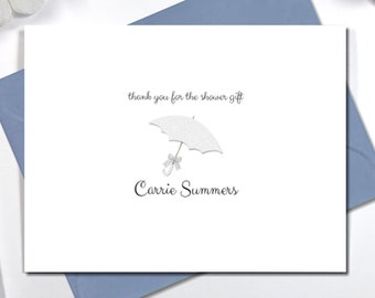 Bridal Shower Thank You Cards | From the Future Mrs. | Set of 10 Personalized Stationary Cards | Folded Note Cards | BRIDAL UMBRELLA