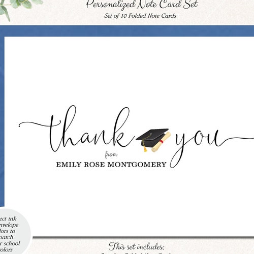 Graduation Thank You Cards High School College Graduation Etsy