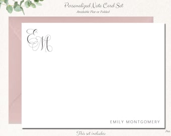 Personalized Monogram Note Cards with Envelopes, Initial Stationery for Women, Custom Stationary, Notecards Gift Set, ENCHANTED MONOGRAM