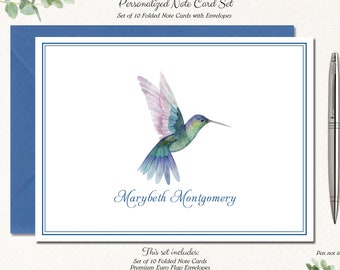 Hummingbird Note Cards, Humming bird Gifts, Colorful Hummingbird Stationery, Nature Bird Lover Gift, Personalized Gifts, HUMMINGIBRD CENTER