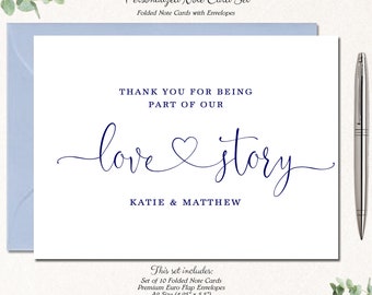 Wedding Thank You Cards | Wedding Stationary | Personalized Wedding Thank You Notes | Thank You Cards Bridal Shower | Set of 10 LOVE STORY