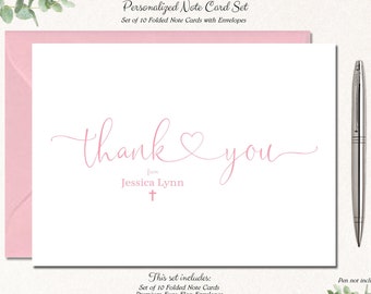 Baptism Thank You Cards, Set of 10 Folded Cards with Envelopes for Boy or Girl, Cards are Blank Inside, Baptism Gift, Christening BAPTISM