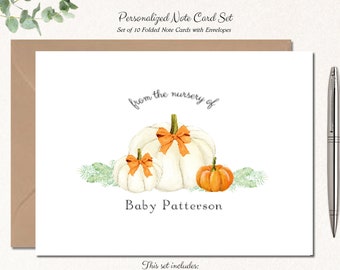 Pumpkin Baby Shower Thank You Cards | Fall Baby Shower Thank You Cards | Baby Shower Thank You Notes | Baby Boy, Baby Girl | PUMPKIN BABY