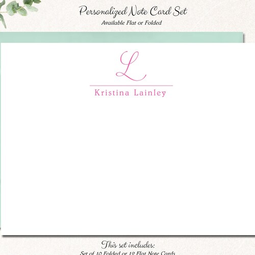 Monogram Gifts Note Cards With Envelopes Personalized Etsy
